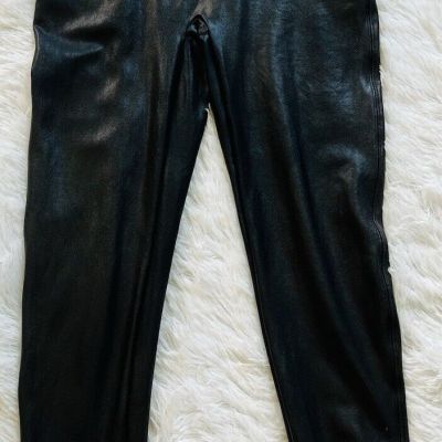 Spanx Leggings Womens Extra Large XL Shiny Faux Leather Edgy Goth Grunge Preppy